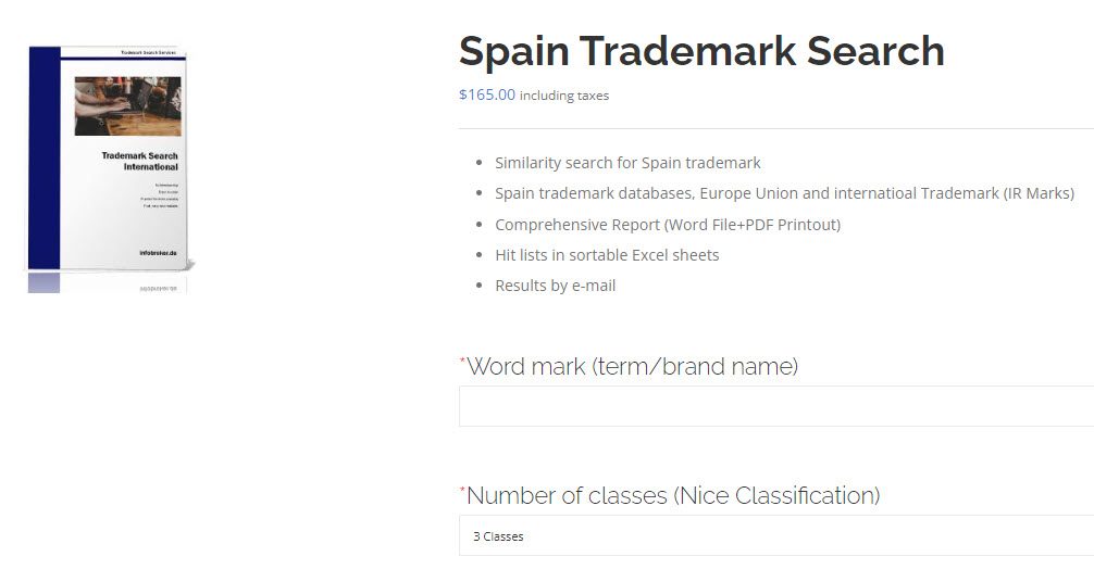 Trademark Search Spain Order Form