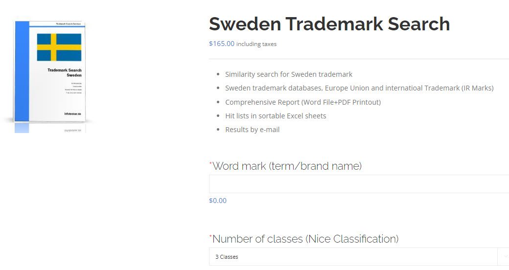 Trademark Search Sweden Order Form