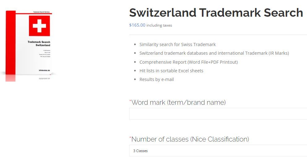Trademark Search Switzerland Order Form