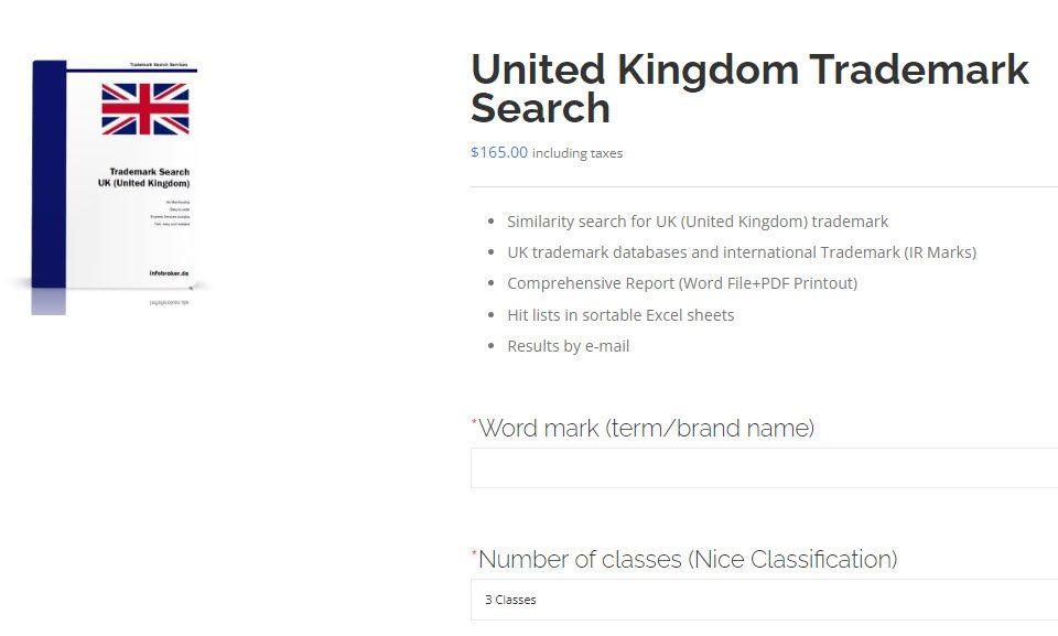 Trademark Search UK - United Kingdom Order Form